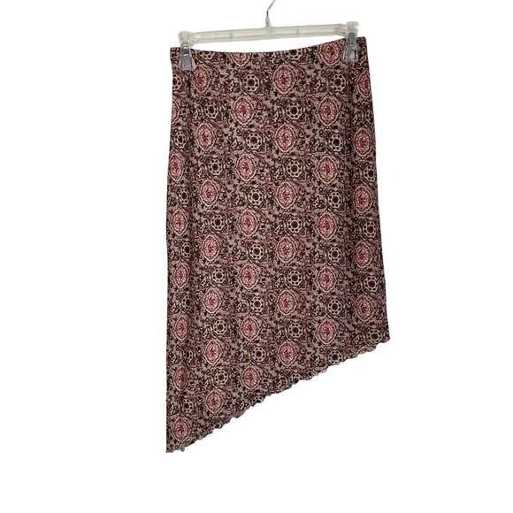 My Michelle Dresses & Skirts - Vintage Y2K My Michelle Pink Rose Floral Asymmetrical Lettuce Hem Skirt Sz S